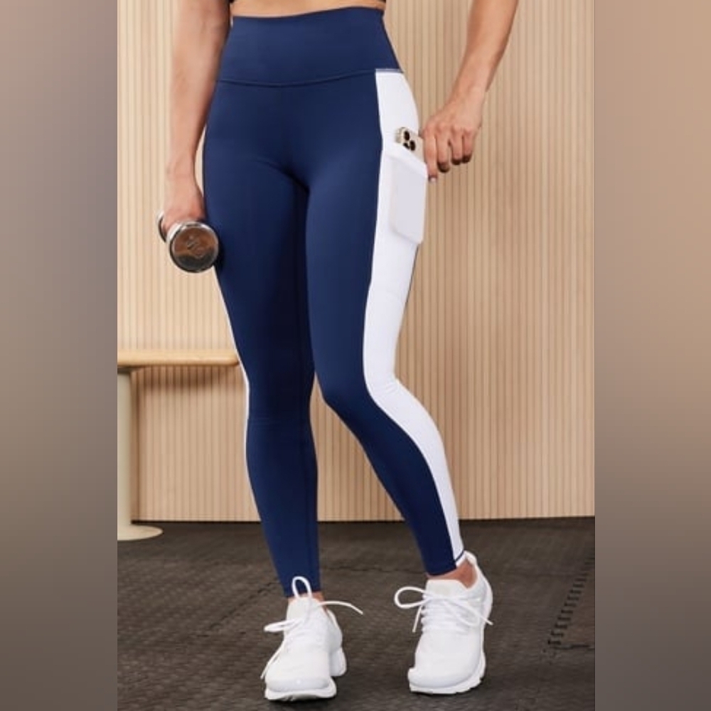 Fabletics PowerHold Navy/White Leggings, Size Small (24)